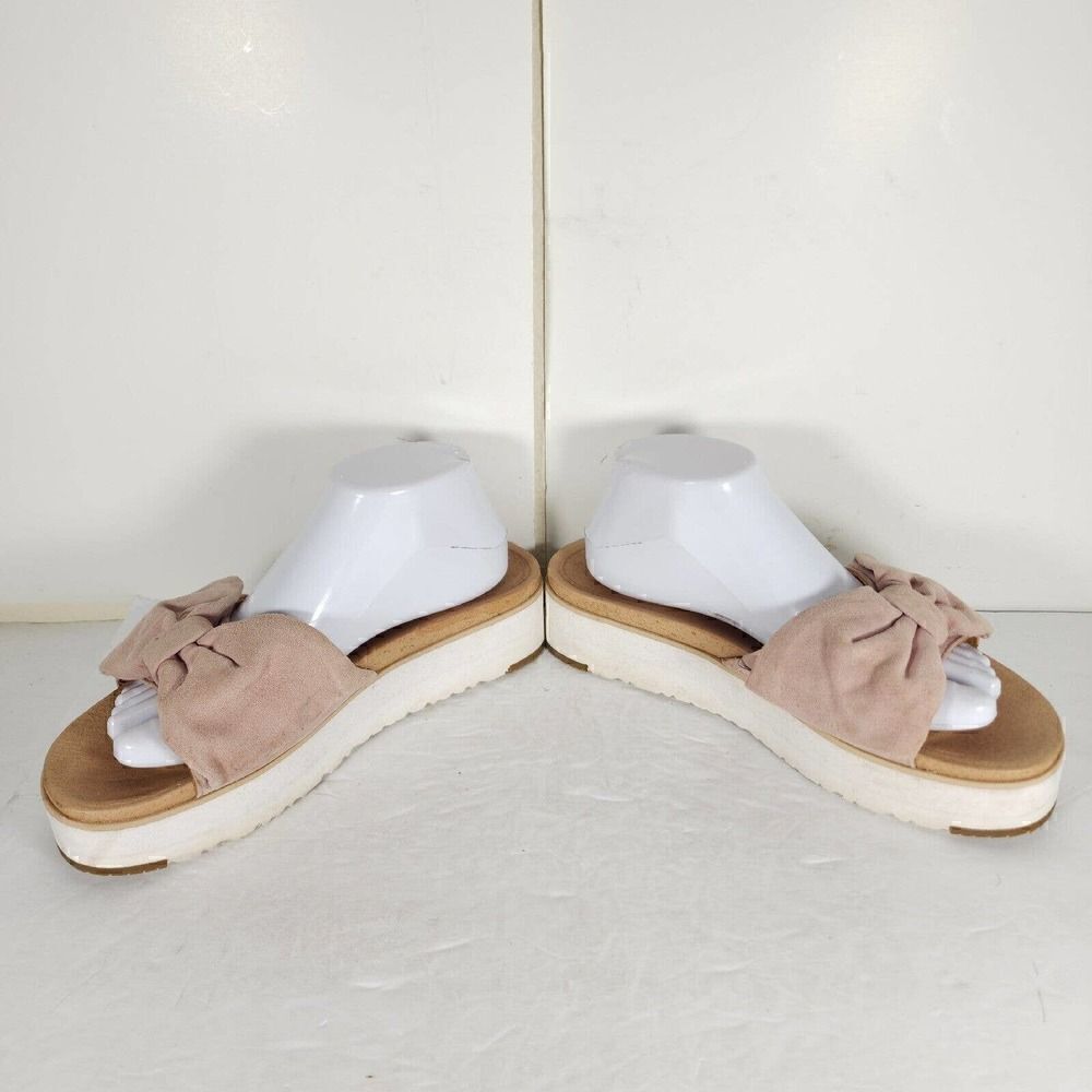 UGG Women's Joan US 10 Pink Suede Bow Open Toe Platform Slide Sandals - Picture 5 of 14